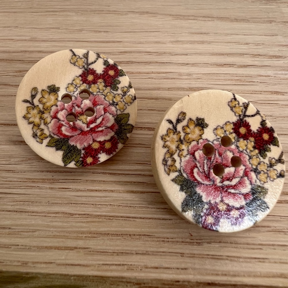 Wooden Button Earrings